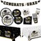 Graduation Decorations 2026 Black and Gold Grad Party Supplies with Disposable Plates, Napkins, Tablecloth, Cups and Congrats Grad Banner for 24 Guests - Graduation Party Decorations